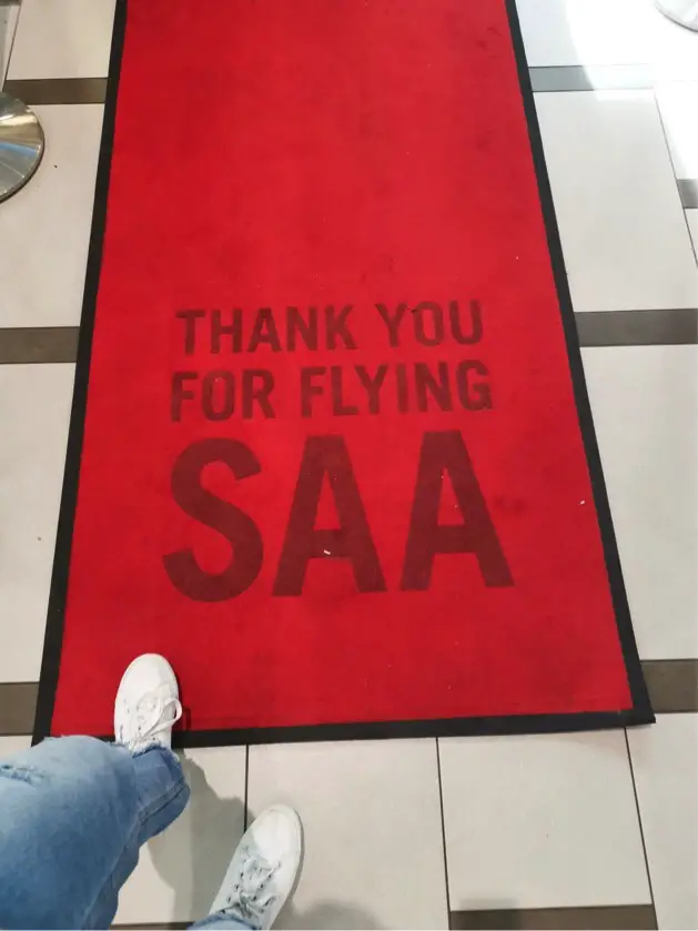 Red carpet at SAA airport check in