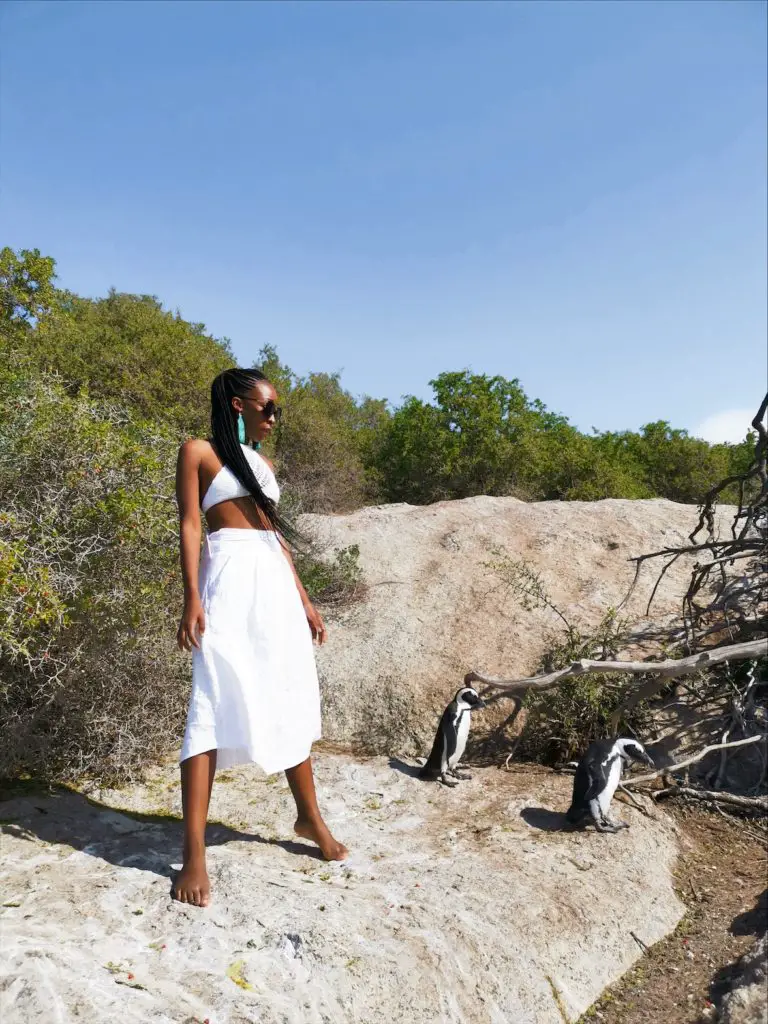 Posing with penguins at Boulders Beach