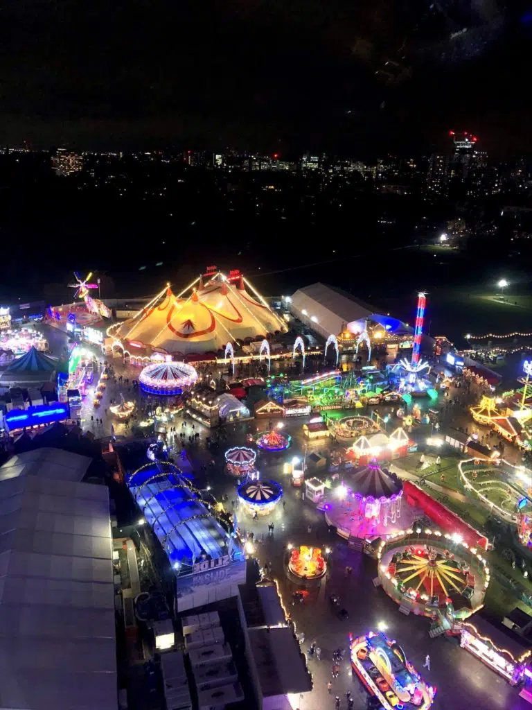 View from Ferris wheel at Winter Wonderland in London