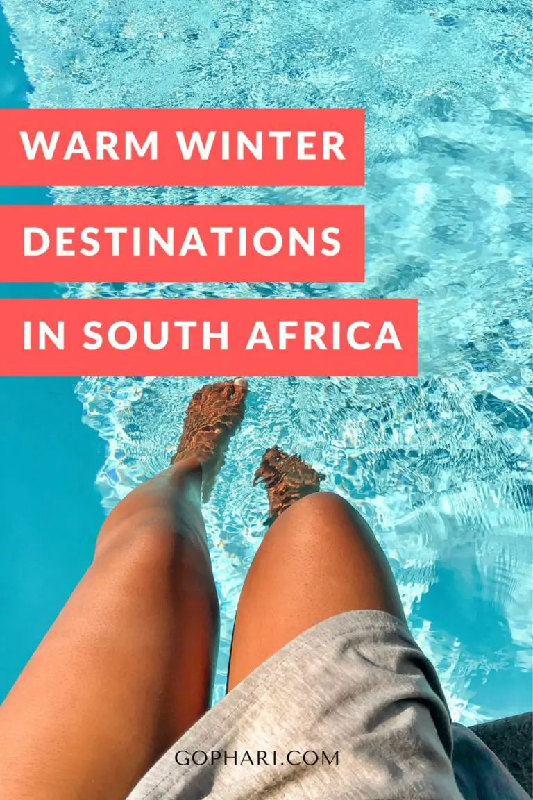 Pinterest graphic for warm winter destinations in South Africa