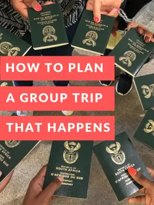 Plan a group trip that happens Pinterest graphic